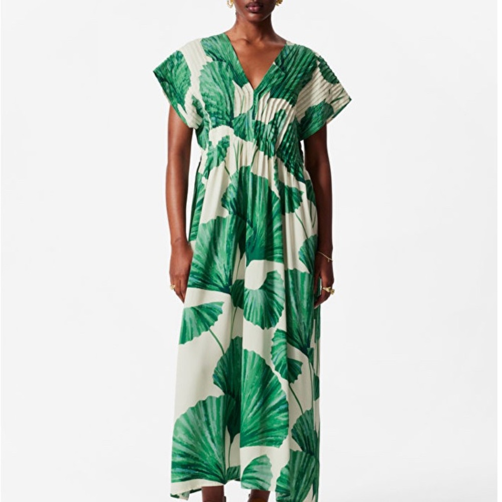 & Other Stories.   Perfect condition. Green Leaf Print Maxi Dress